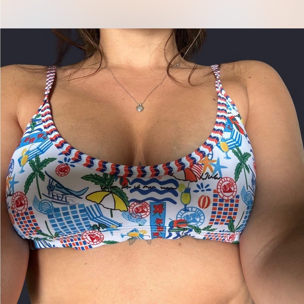 SHEIN Multicolor Graphic Bikini Top